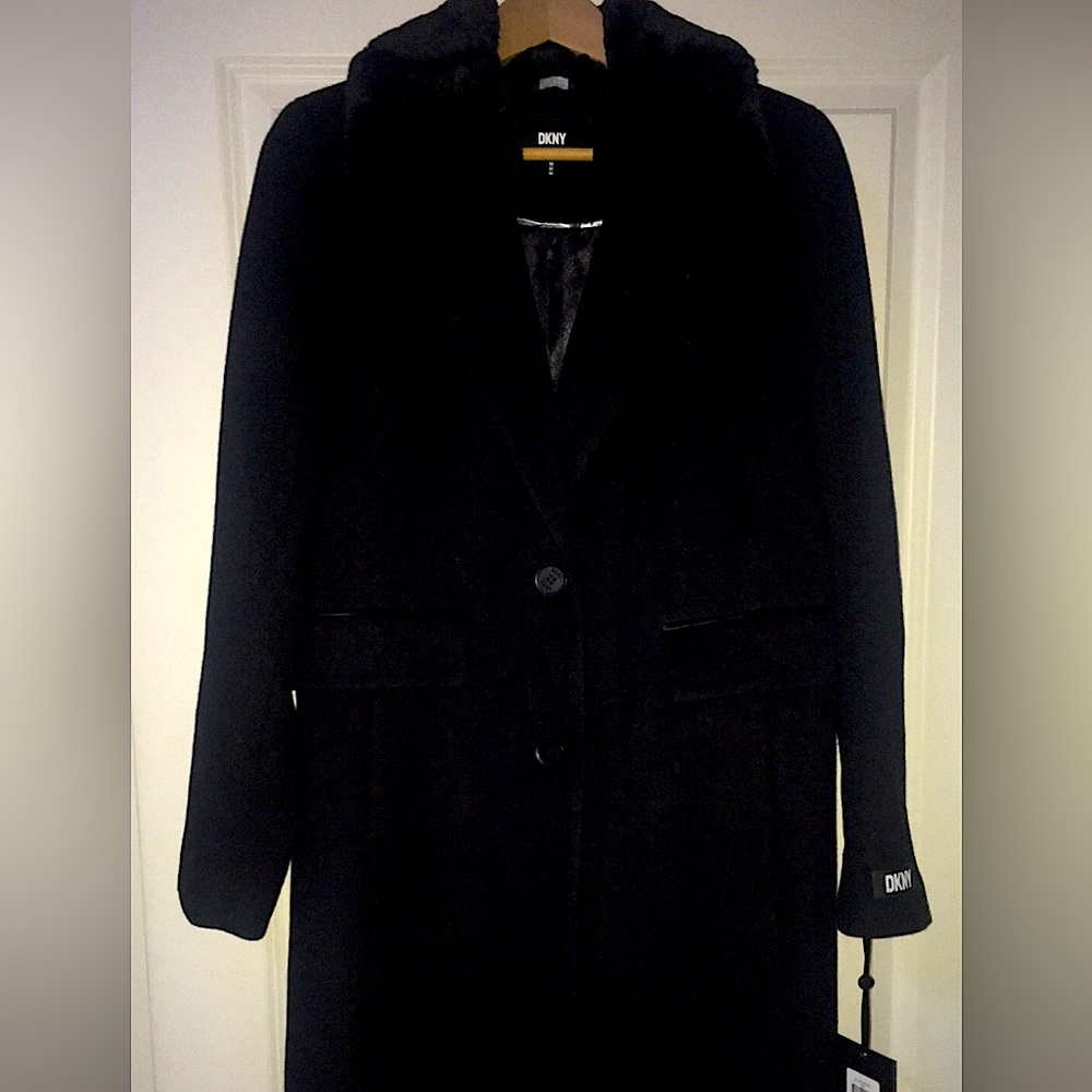 DKNY Full Length Wool Pea Coat